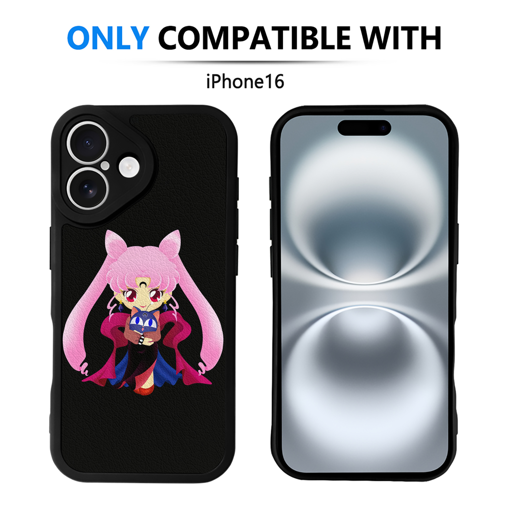 （画像用） 美少女戦士セーラームーン ちびうさ Sailor Moon Chibiusa Tsukino Usagi Small Lady Serenity 【iPhone 16シリーズ対応】シリコンスマホケース（レザー調） 材質：シリコン